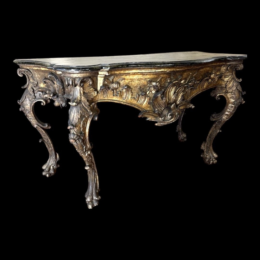 Pair Of Large Giltwood Consoles, Italy, 18th Century-photo-3