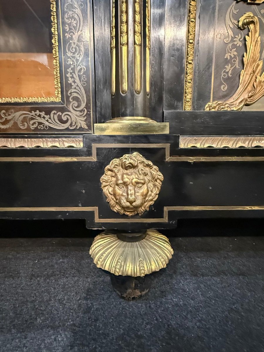 Important meuble d'appui en marqueterie Boulle,  XIX° siècle -photo-1