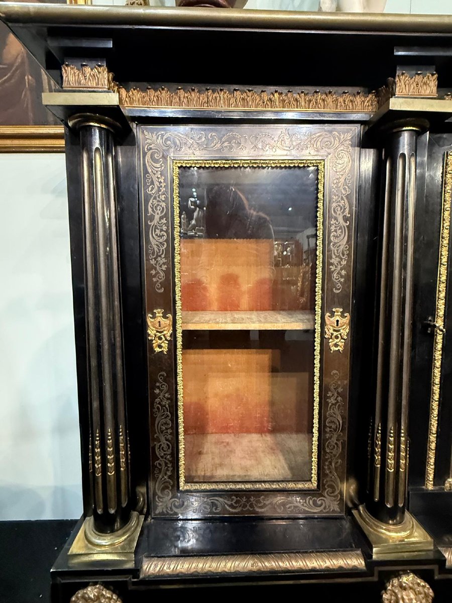 Important meuble d'appui en marqueterie Boulle,  XIX° siècle -photo-4