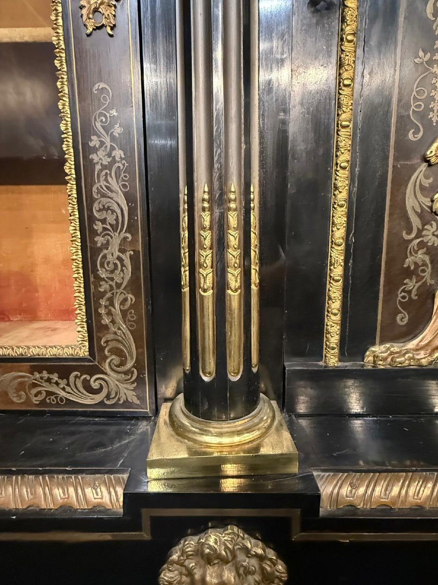 Important meuble d'appui en marqueterie Boulle,  XIX° siècle -photo-5