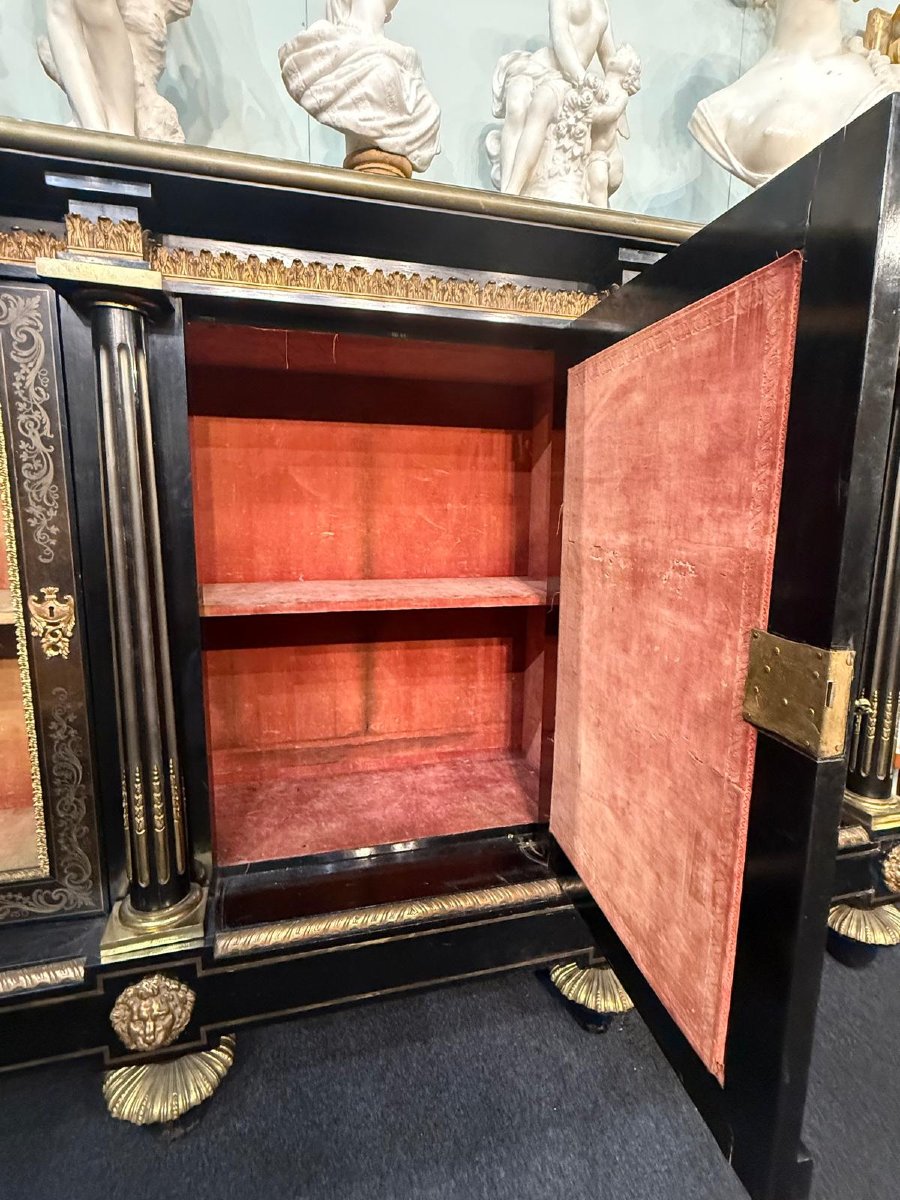 Important meuble d'appui en marqueterie Boulle,  XIX° siècle -photo-7