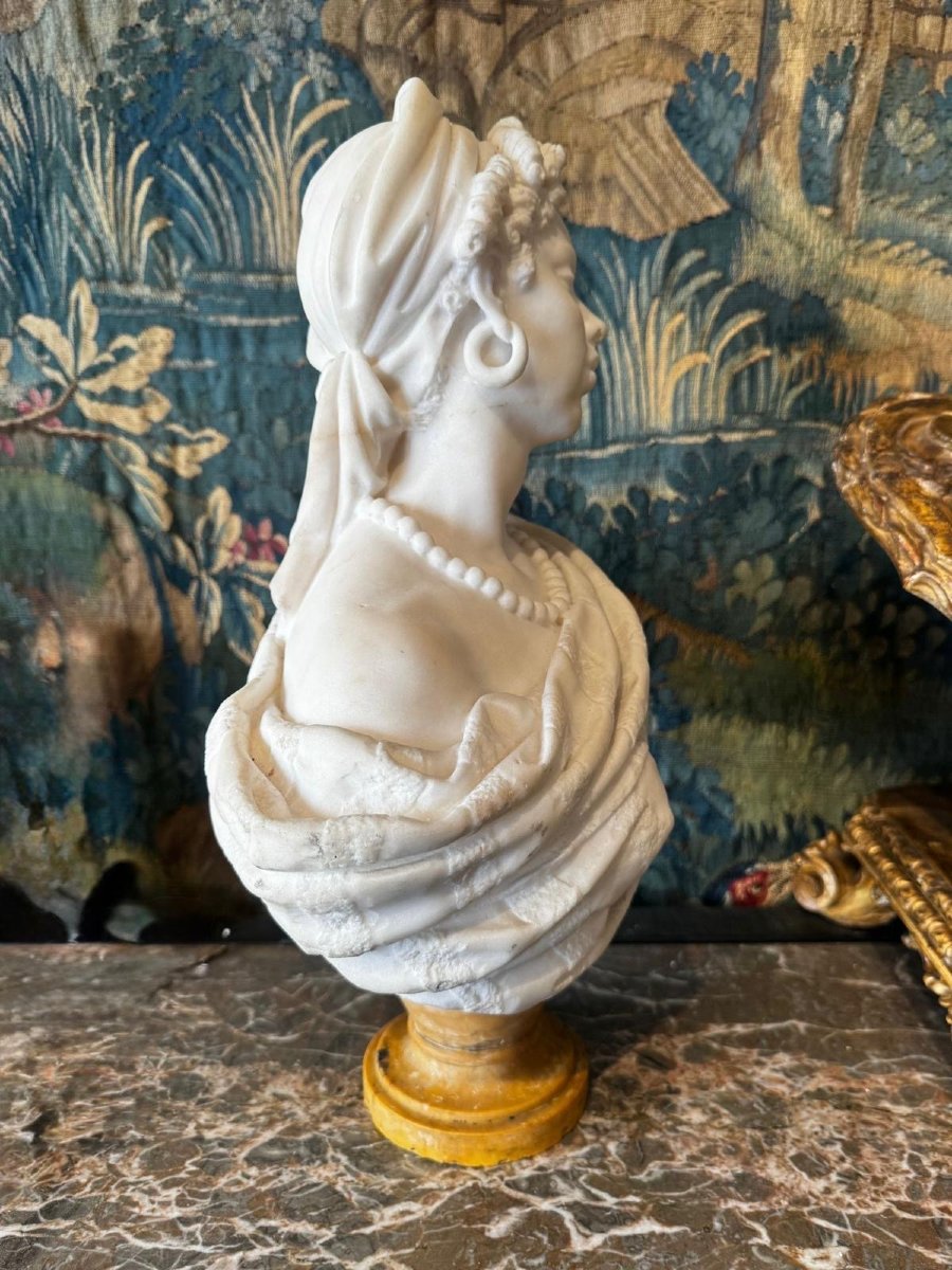 Bust Of A Young Woman In Marble, Late 19th Century-photo-2