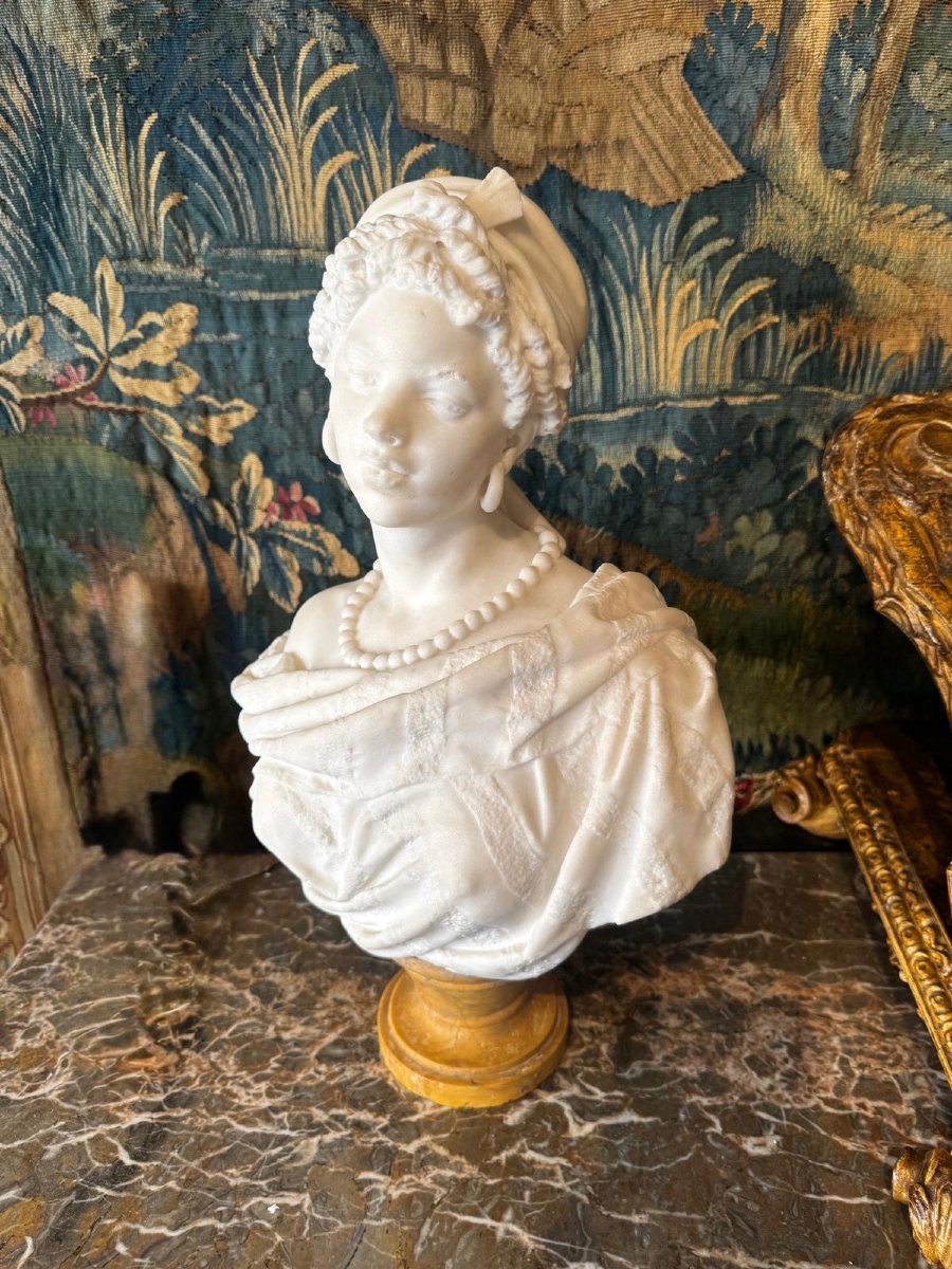 Bust Of A Young Woman In Marble, Late 19th Century-photo-3