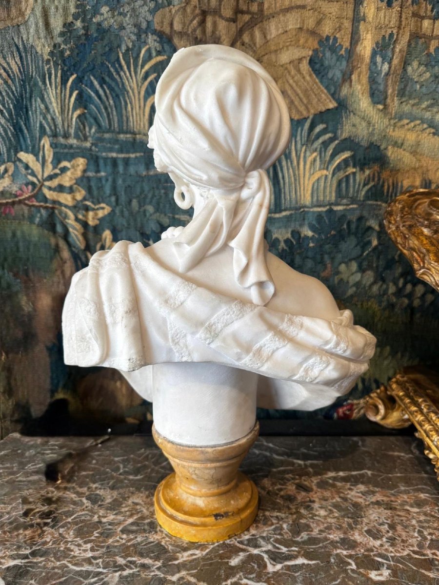 Bust Of A Young Woman In Marble, Late 19th Century-photo-4