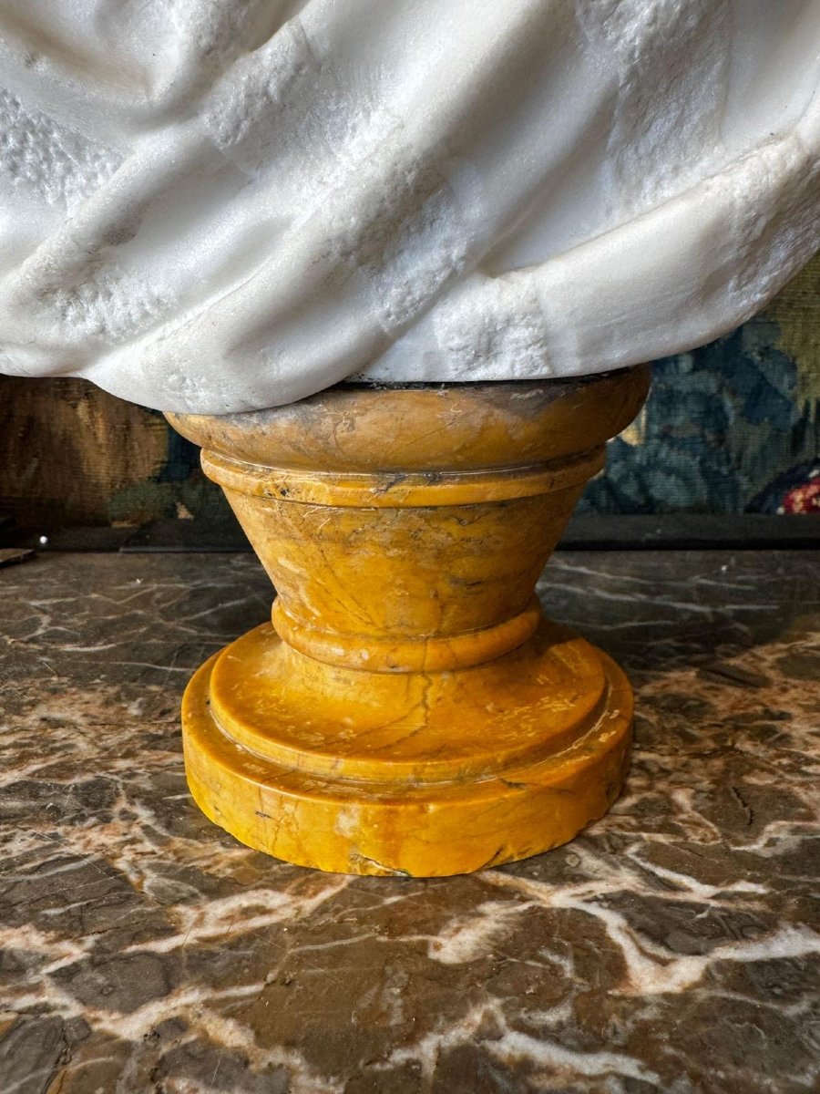 Bust Of A Young Woman In Marble, Late 19th Century-photo-3