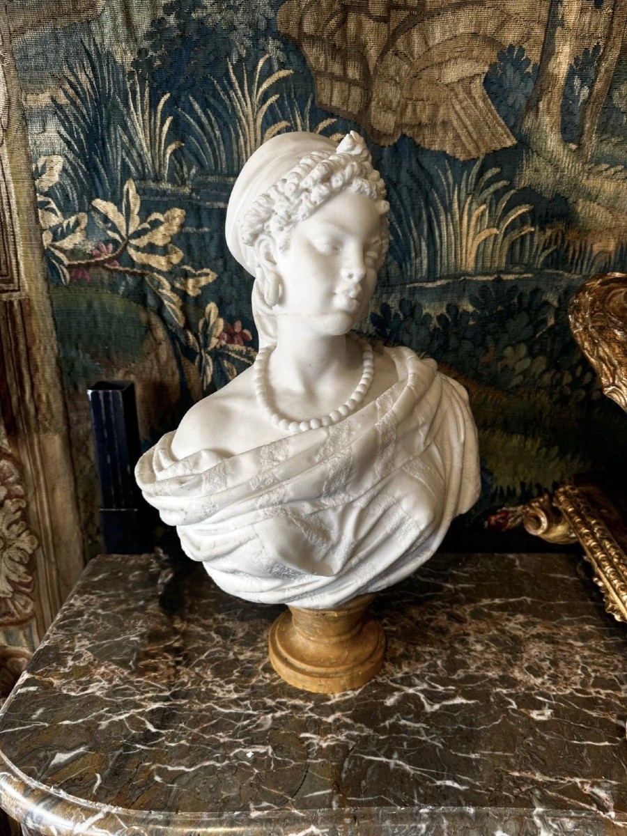 Bust Of A Young Woman In Marble, Late 19th Century