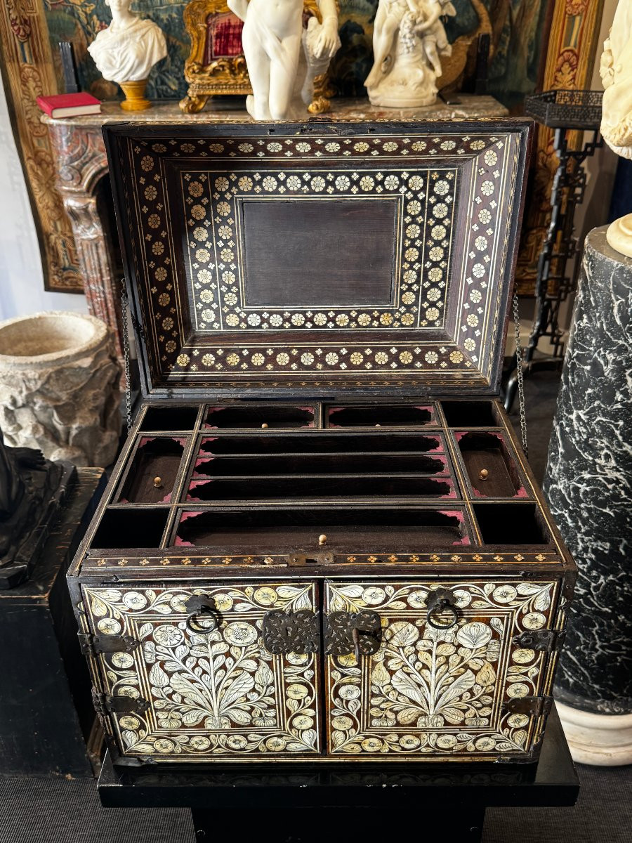 Indo-portuguese Bone Marquetry Box - 17th Century-photo-2