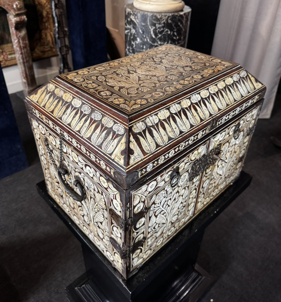 Indo-portuguese Bone Marquetry Box - 17th Century-photo-4