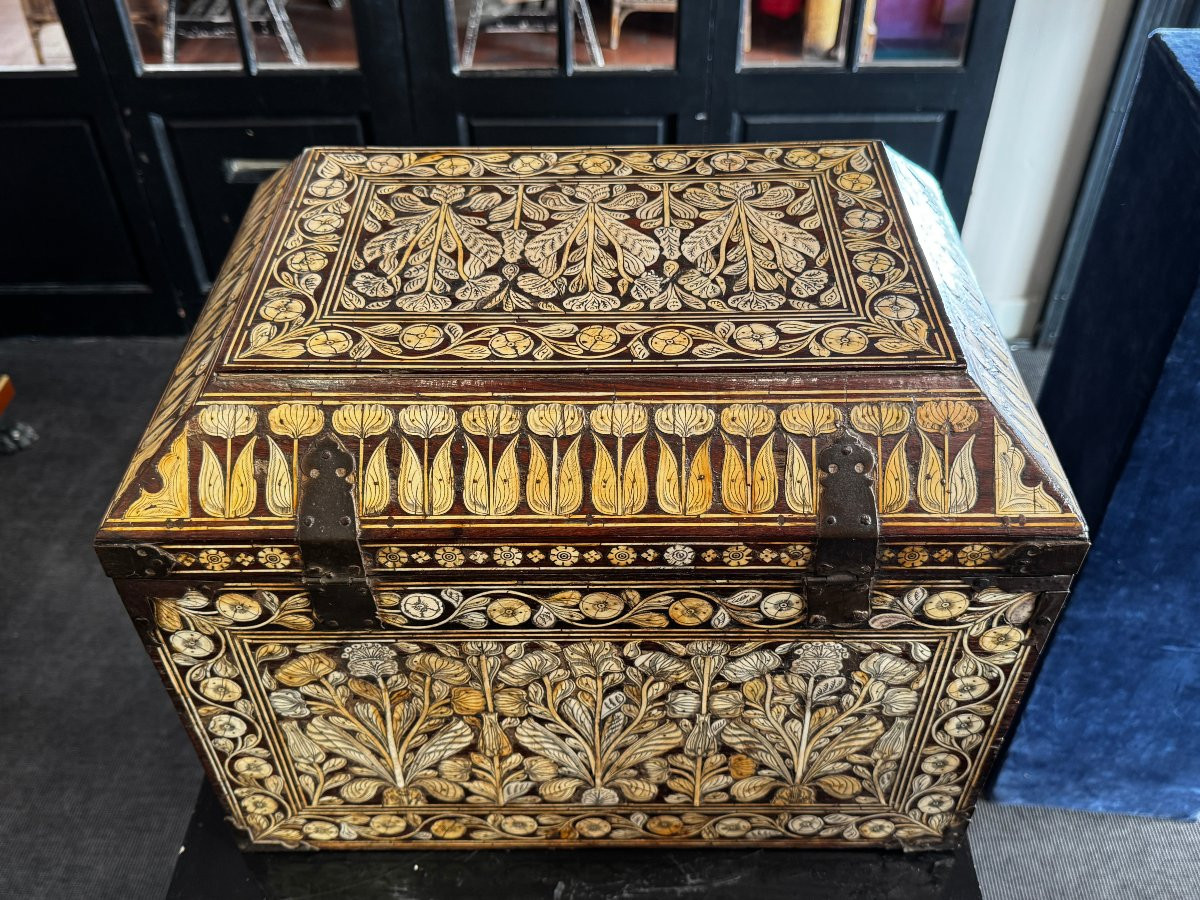 Indo-portuguese Bone Marquetry Box - 17th Century-photo-2