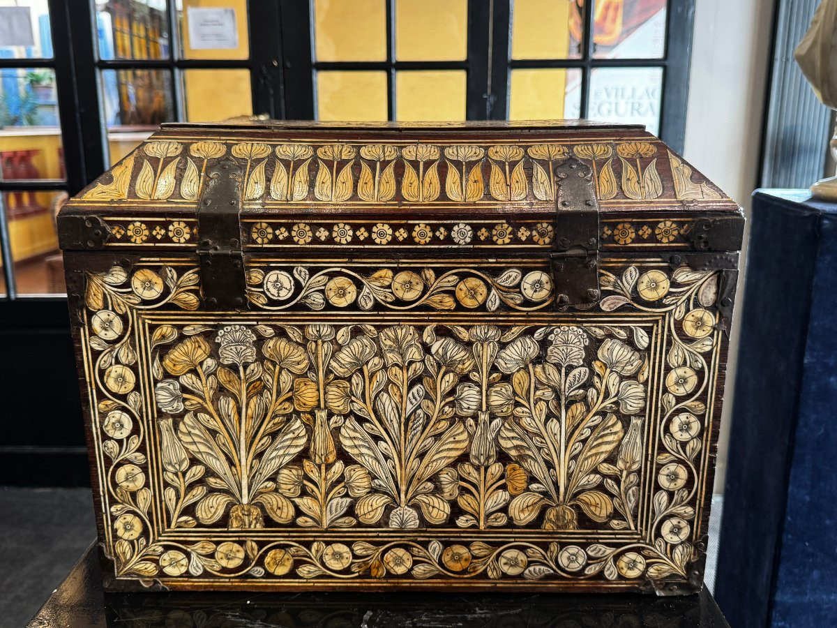 Indo-portuguese Bone Marquetry Box - 17th Century-photo-3