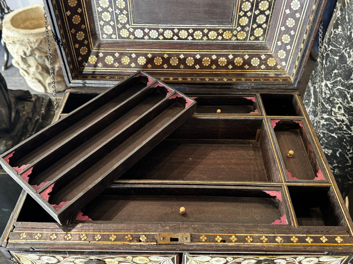 Indo-portuguese Bone Marquetry Box - 17th Century-photo-6