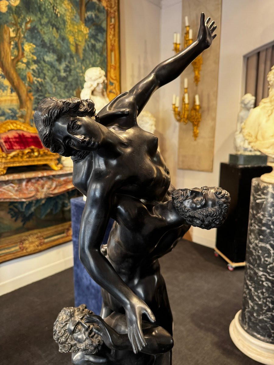 Large Patinated Bronze Sculpture Representing "l "enlèvement Des Sabines", Early 20th Century-photo-2