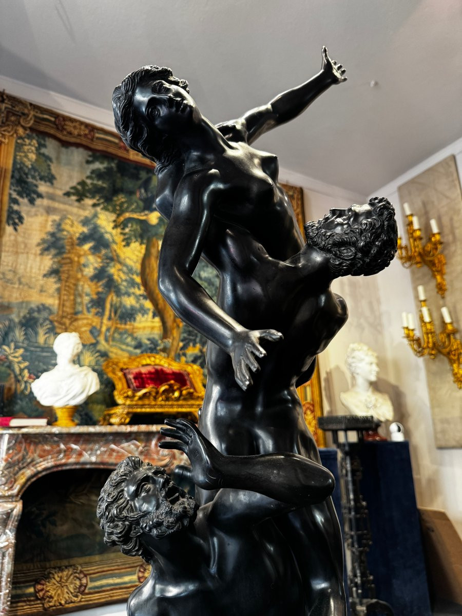 Large Patinated Bronze Sculpture Representing "l "enlèvement Des Sabines", Early 20th Century-photo-4