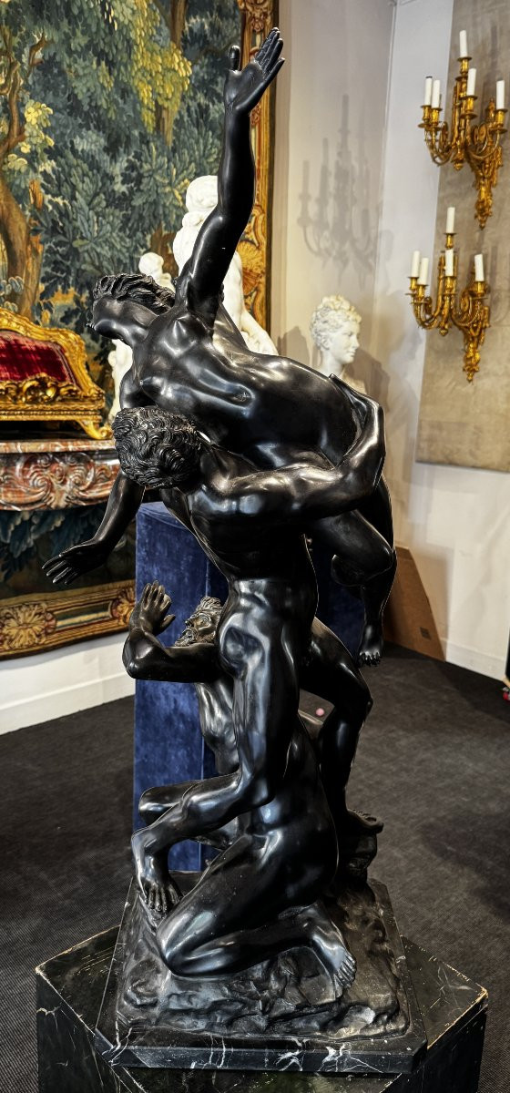 Large Patinated Bronze Sculpture Representing "l "enlèvement Des Sabines", Early 20th Century-photo-4