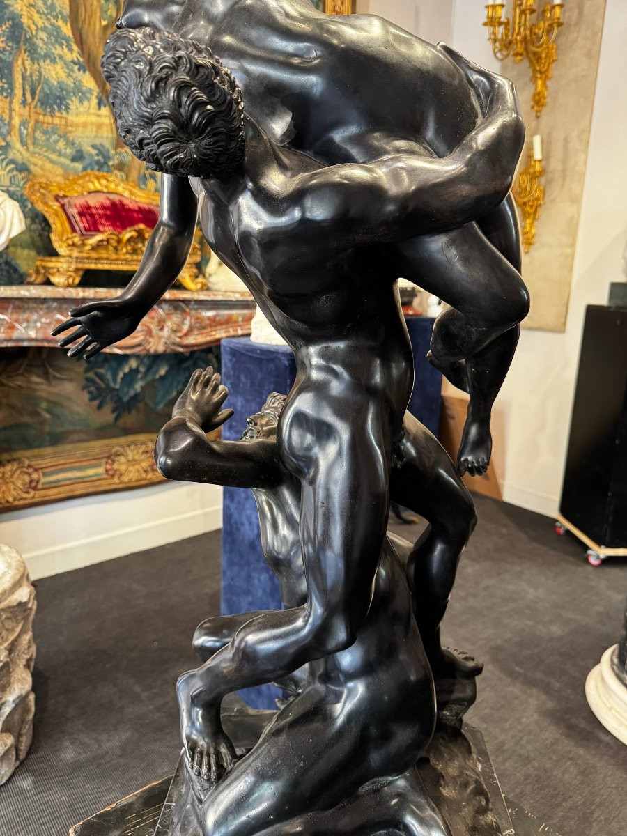Large Patinated Bronze Sculpture Representing "l "enlèvement Des Sabines", Early 20th Century-photo-5