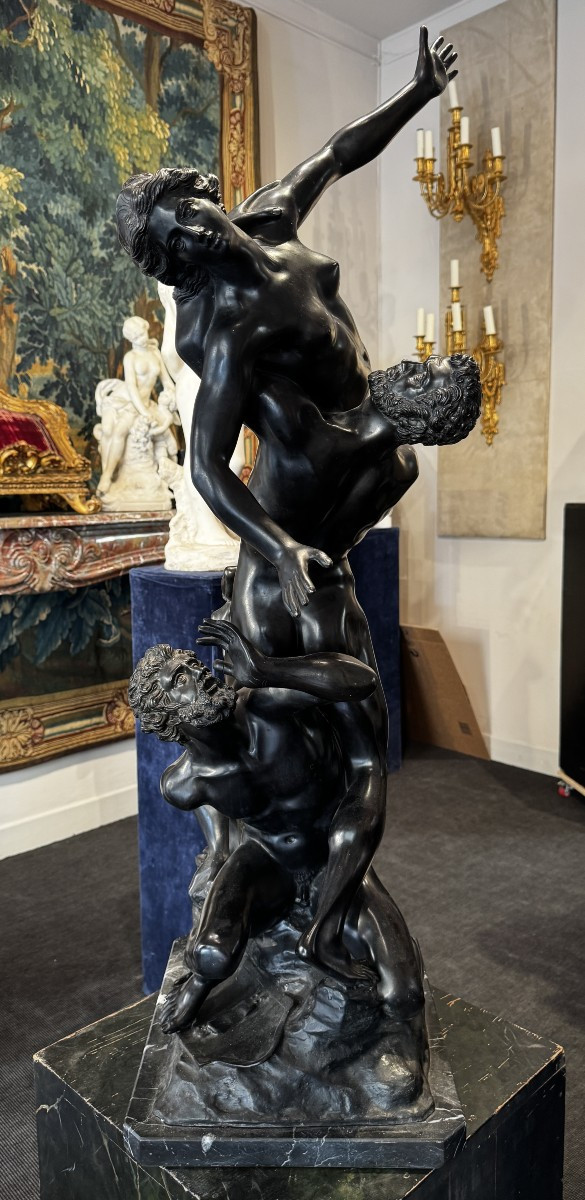 Large Patinated Bronze Sculpture Representing "l "enlèvement Des Sabines", Early 20th Century