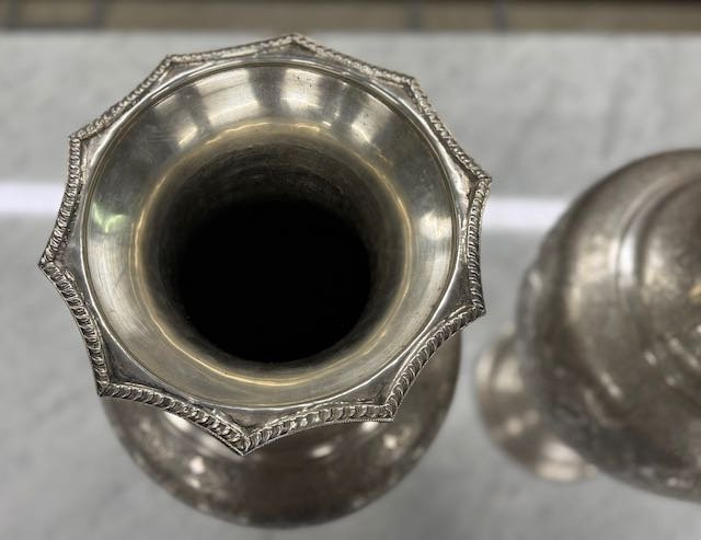 Large Pair Of Chased Silver Vases, Iran, Early 20th Century-photo-6