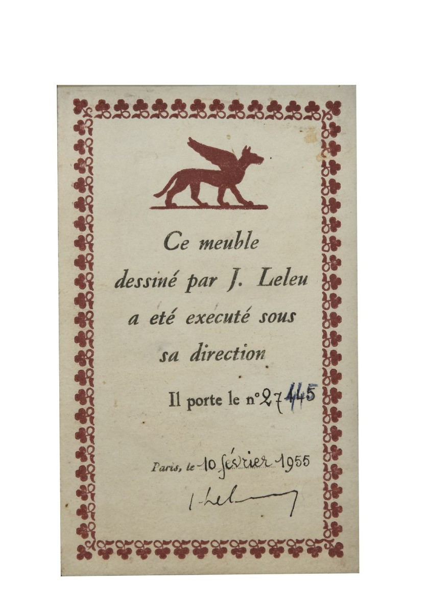 LELEU Jules (1883-1961) - Important meuble bar en noyer et nacre, XX° siècle -photo-1