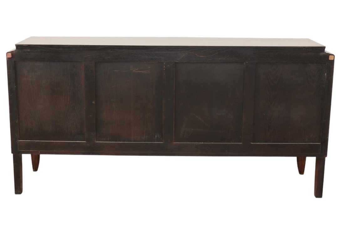 Leleu Jules (1883-1961) - Large Walnut And Mother-of-pearl Chest Of Drawers, 20th Century-photo-4