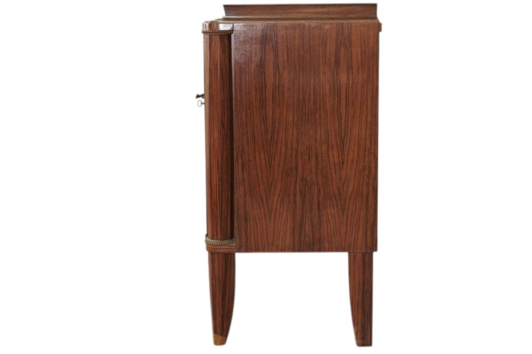 Leleu Jules (1883-1961) - Large Walnut And Mother-of-pearl Chest Of Drawers, 20th Century-photo-5