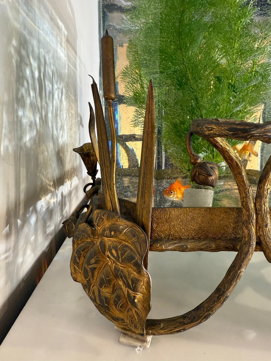 Aquarium en cristal et bronze doré, époque Napoléon III, fin XIX° siècle-photo-2