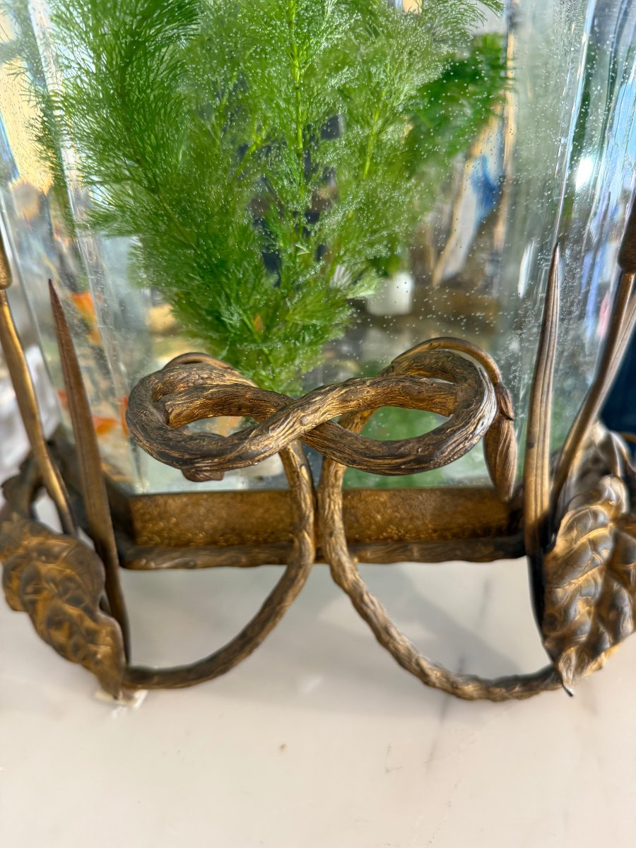 Aquarium en cristal et bronze doré, époque Napoléon III, fin XIX° siècle-photo-4