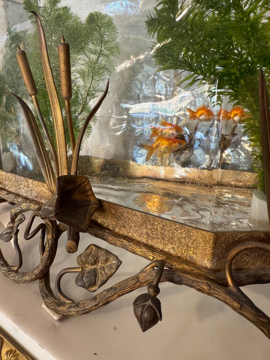 Aquarium en cristal et bronze doré, époque Napoléon III, fin XIX° siècle-photo-7