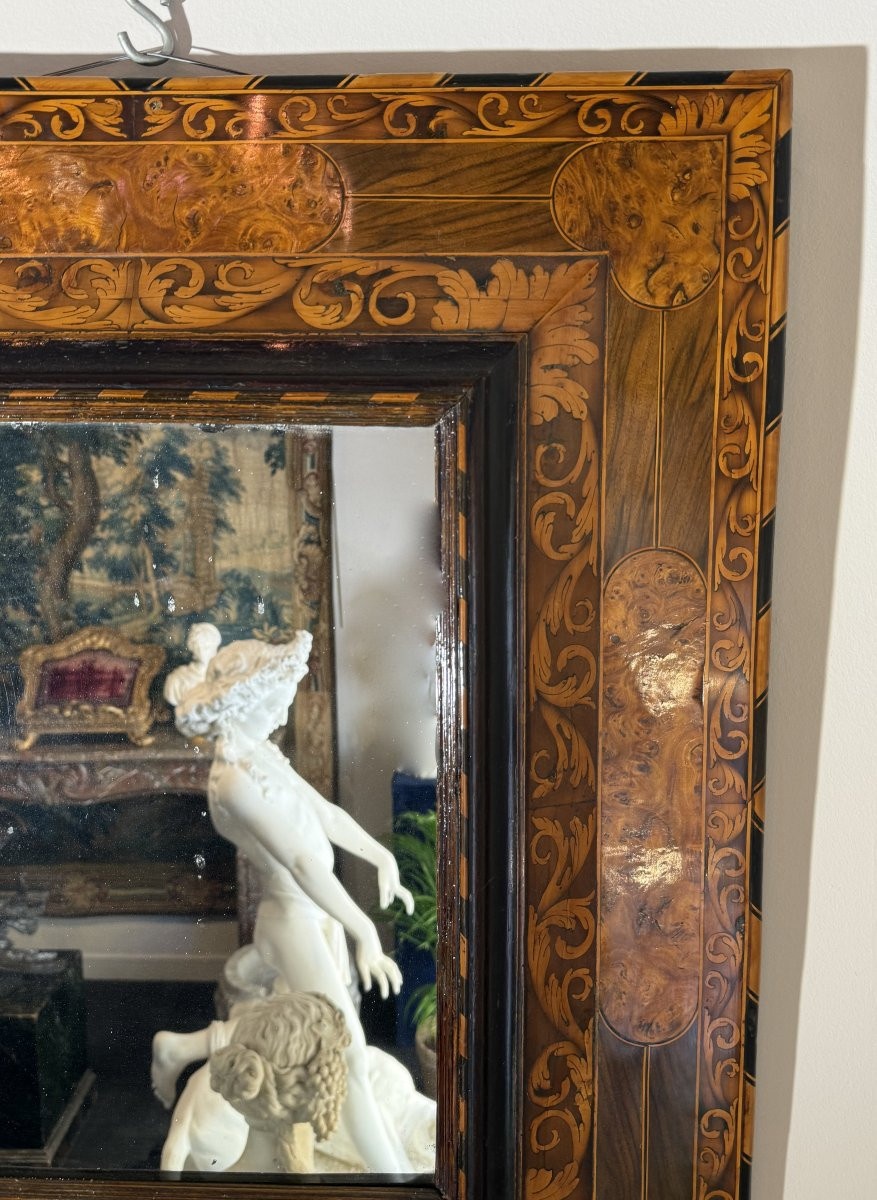 Thomas HACHE (1664-1747) - Miroir marqueté d'époque Louis XIV-photo-2