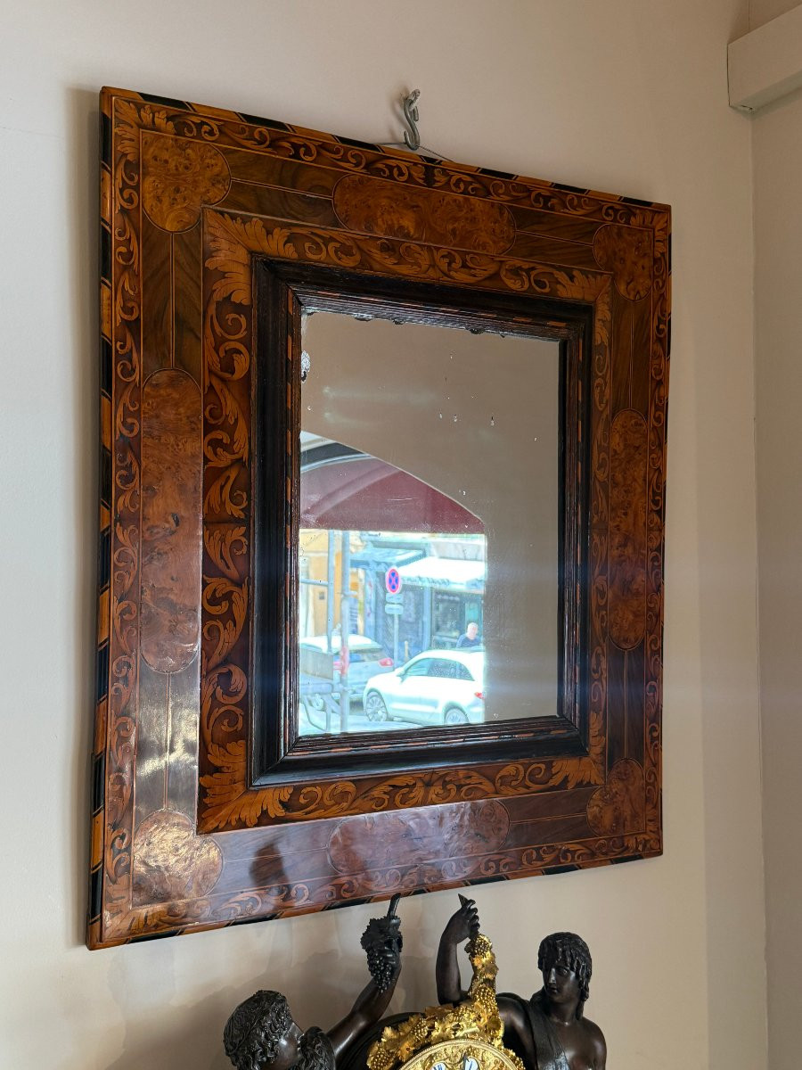 Thomas HACHE (1664-1747) - Miroir marqueté d'époque Louis XIV-photo-2