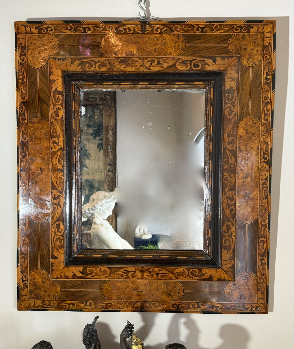 Thomas HACHE (1664-1747) - Miroir marqueté d'époque Louis XIV