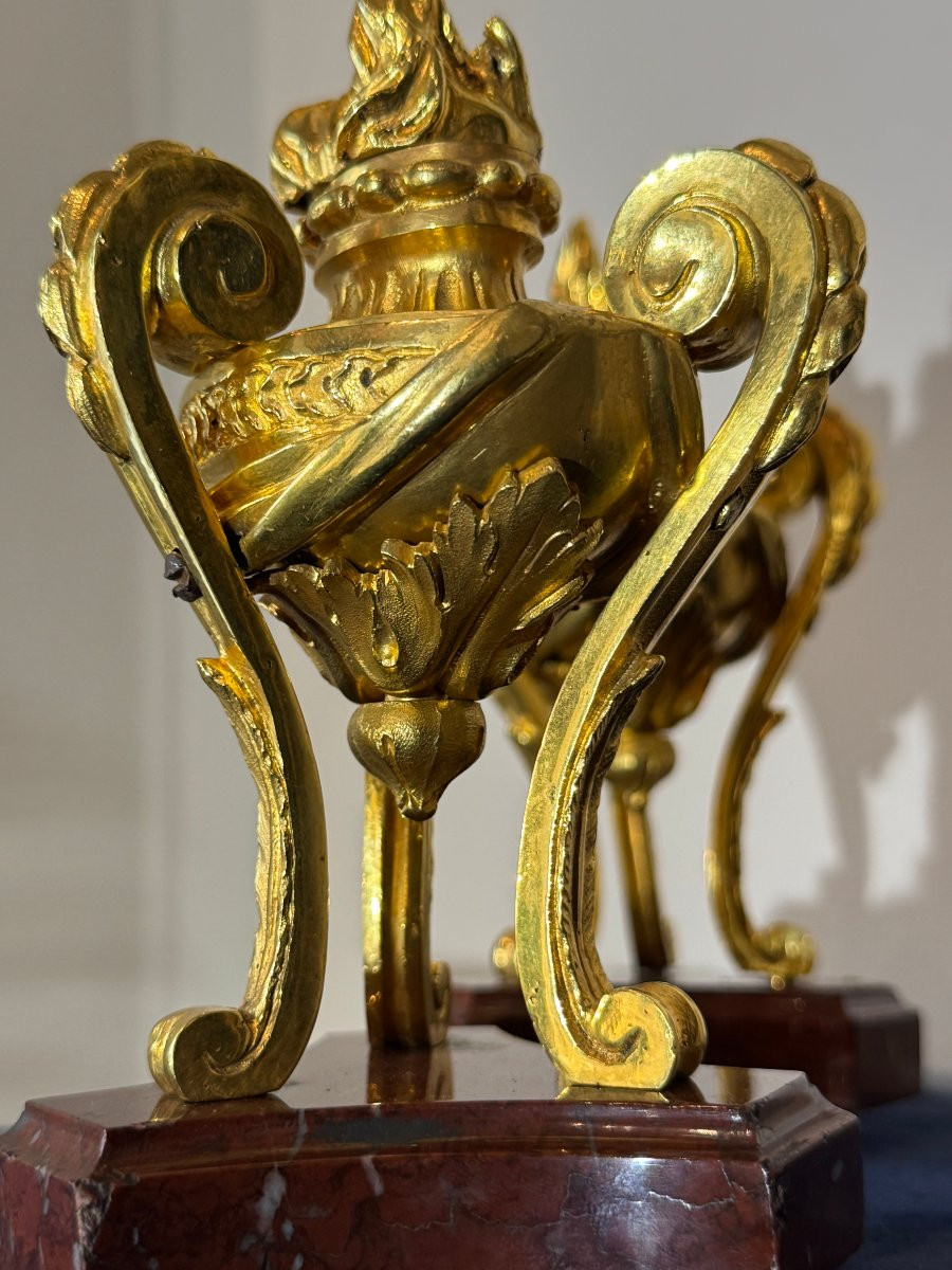 Pair Of Small Gilt Bronze Cassolettes, 18th Century-photo-4