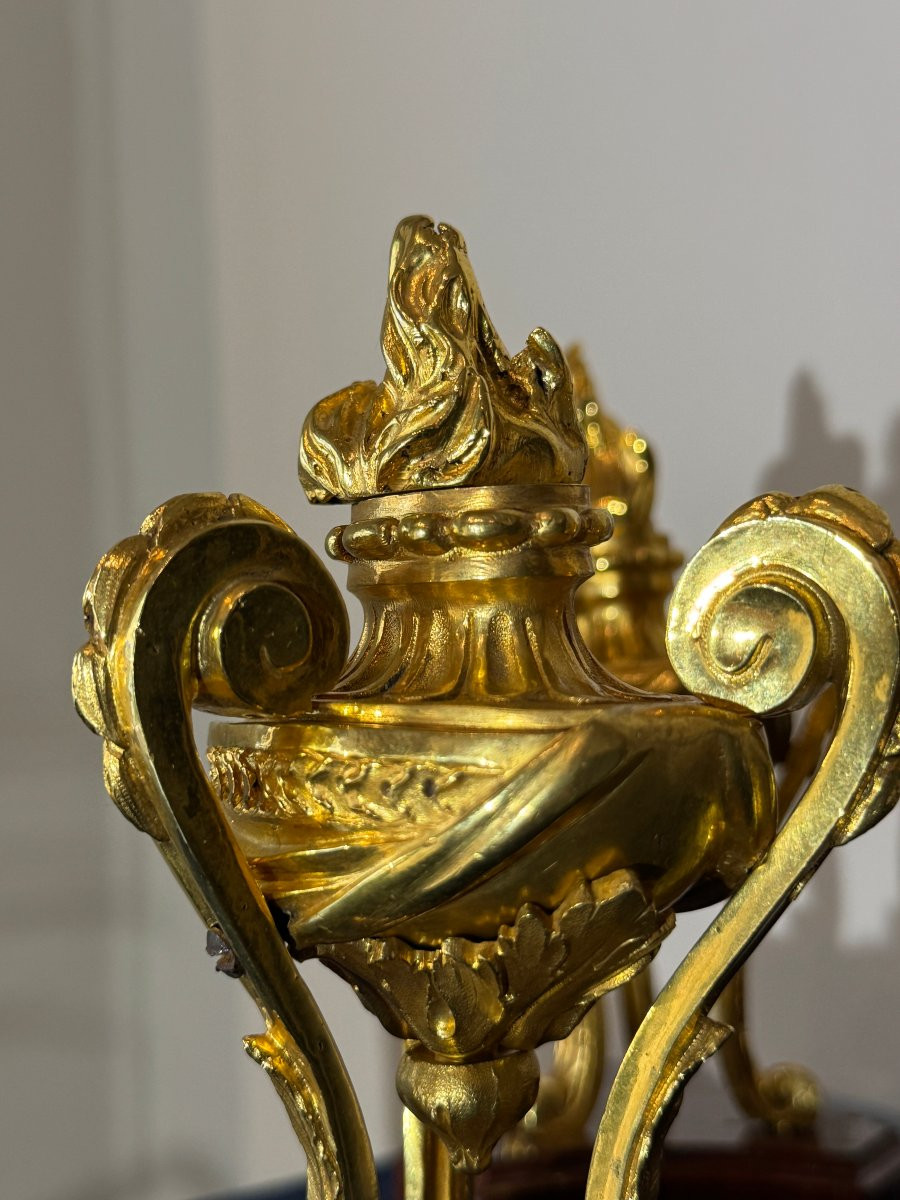 Pair Of Small Gilt Bronze Cassolettes, 18th Century-photo-5