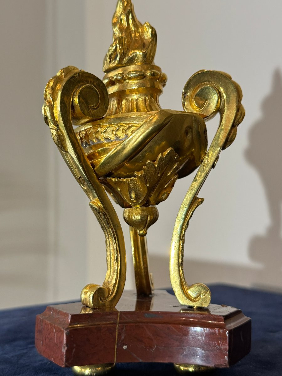 Pair Of Small Gilt Bronze Cassolettes, 18th Century-photo-6
