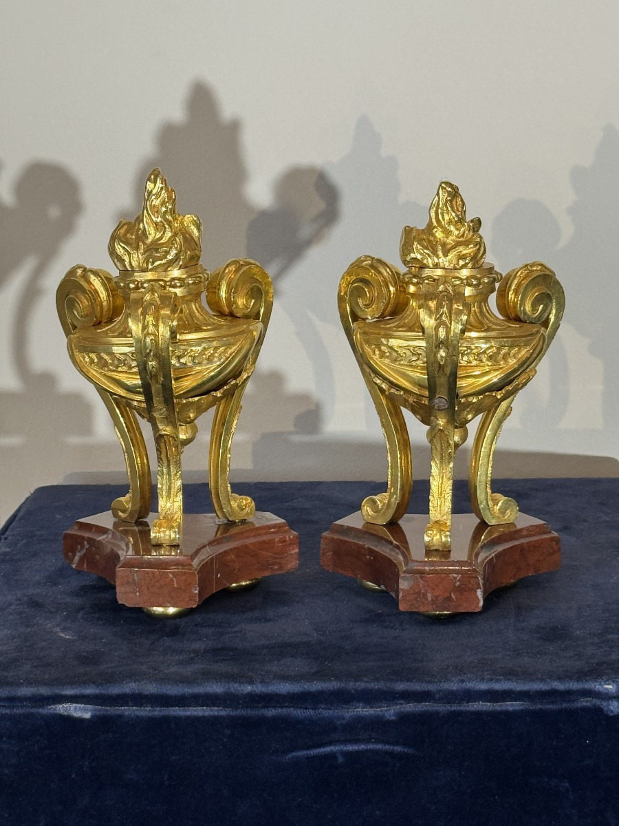 Pair Of Small Gilt Bronze Cassolettes, 18th Century