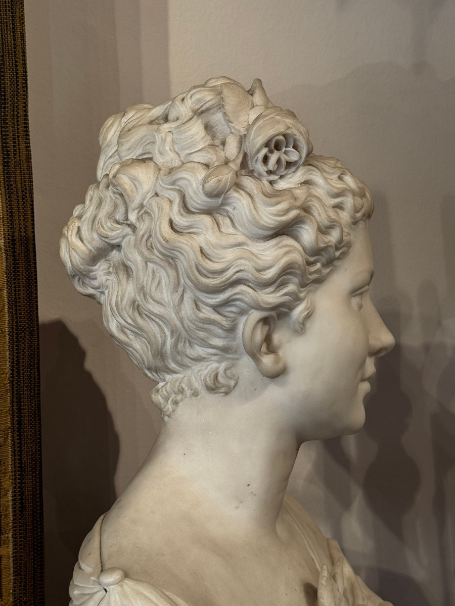LANZIROTTI Antonio Giovanni (1839-1911) - Grand buste en marbre blanc, XIX° siècle-photo-2