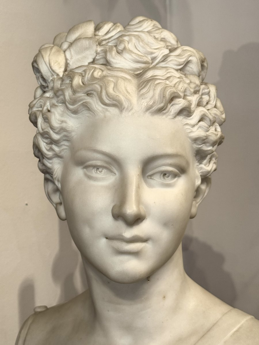 LANZIROTTI Antonio Giovanni (1839-1911) - Grand buste en marbre blanc, XIX° siècle-photo-4