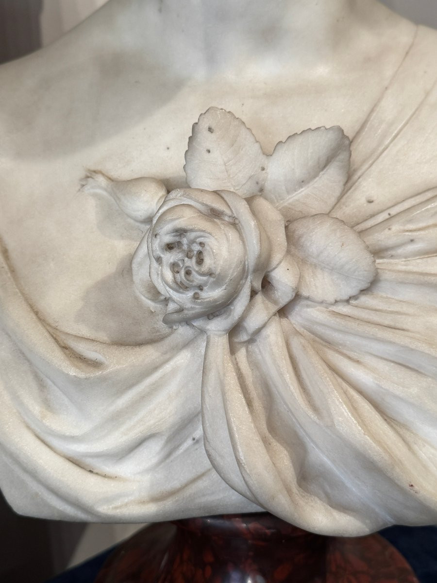 LANZIROTTI Antonio Giovanni (1839-1911) - Grand buste en marbre blanc, XIX° siècle-photo-3