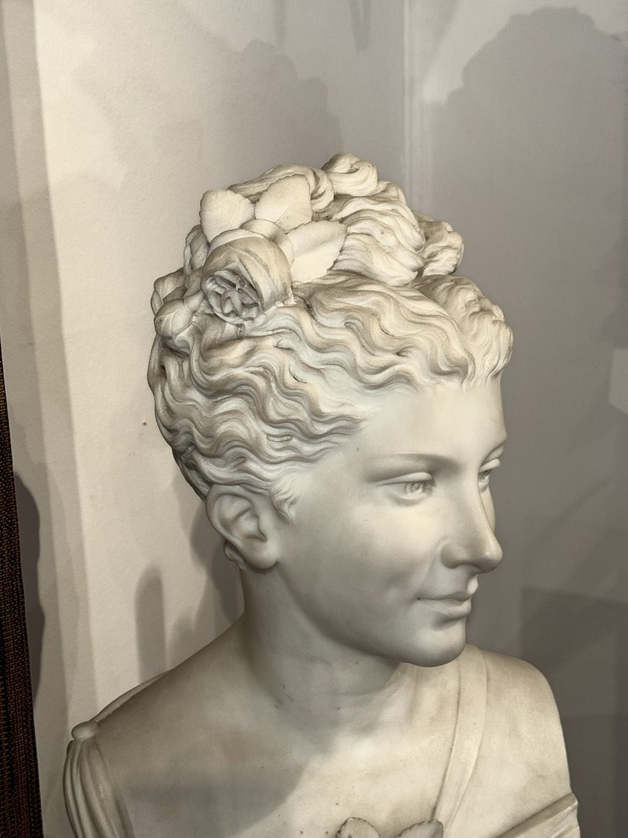 LANZIROTTI Antonio Giovanni (1839-1911) - Grand buste en marbre blanc, XIX° siècle-photo-4