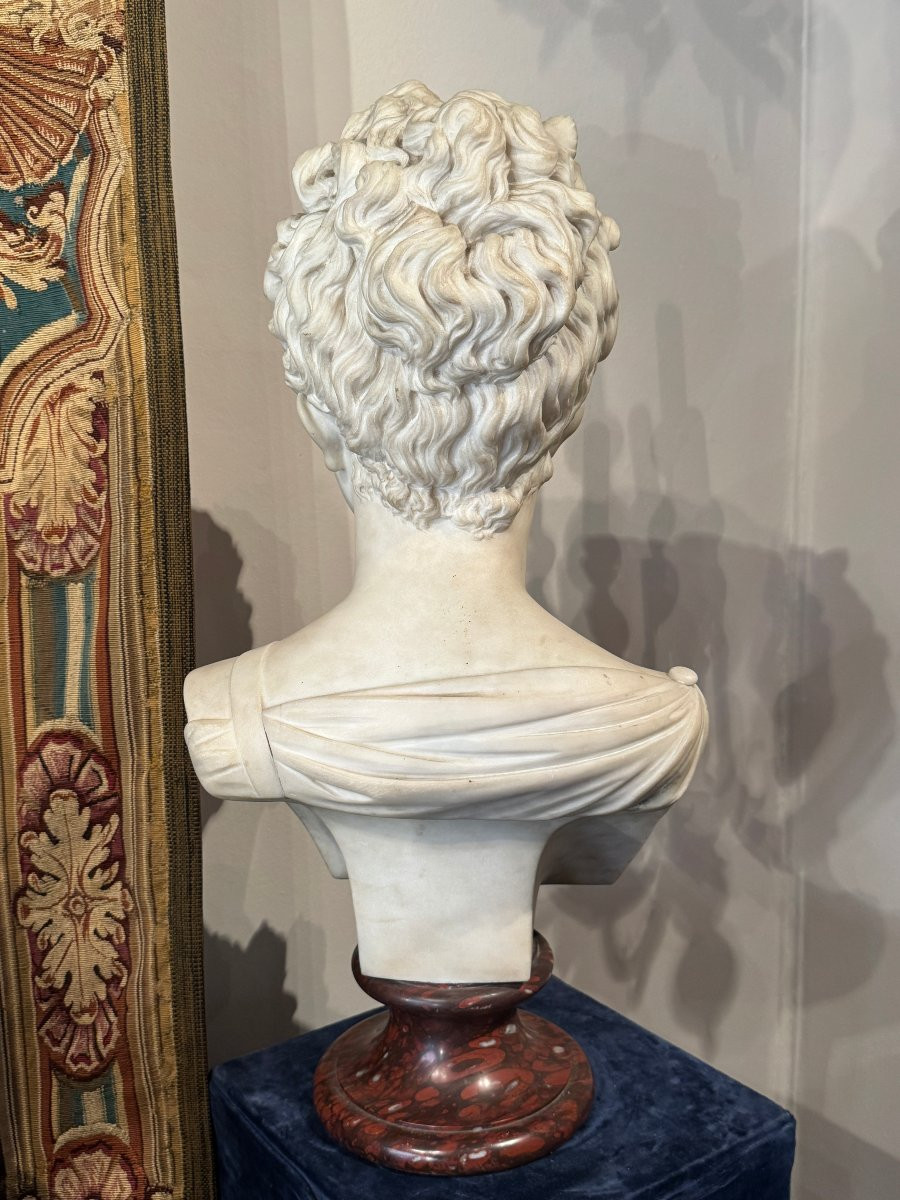 LANZIROTTI Antonio Giovanni (1839-1911) - Grand buste en marbre blanc, XIX° siècle-photo-5