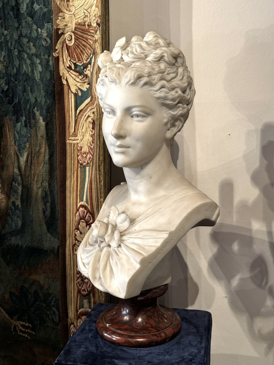 LANZIROTTI Antonio Giovanni (1839-1911) - Grand buste en marbre blanc, XIX° siècle