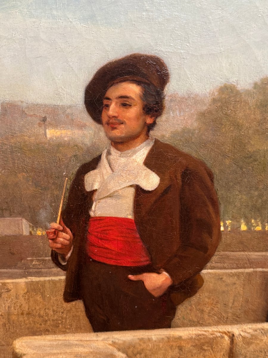 Philip Hermogenes Calderon (1833–1898) — “the Coquettes,” Arles, 1875 — Oil On Canvas, 19th Century-photo-3