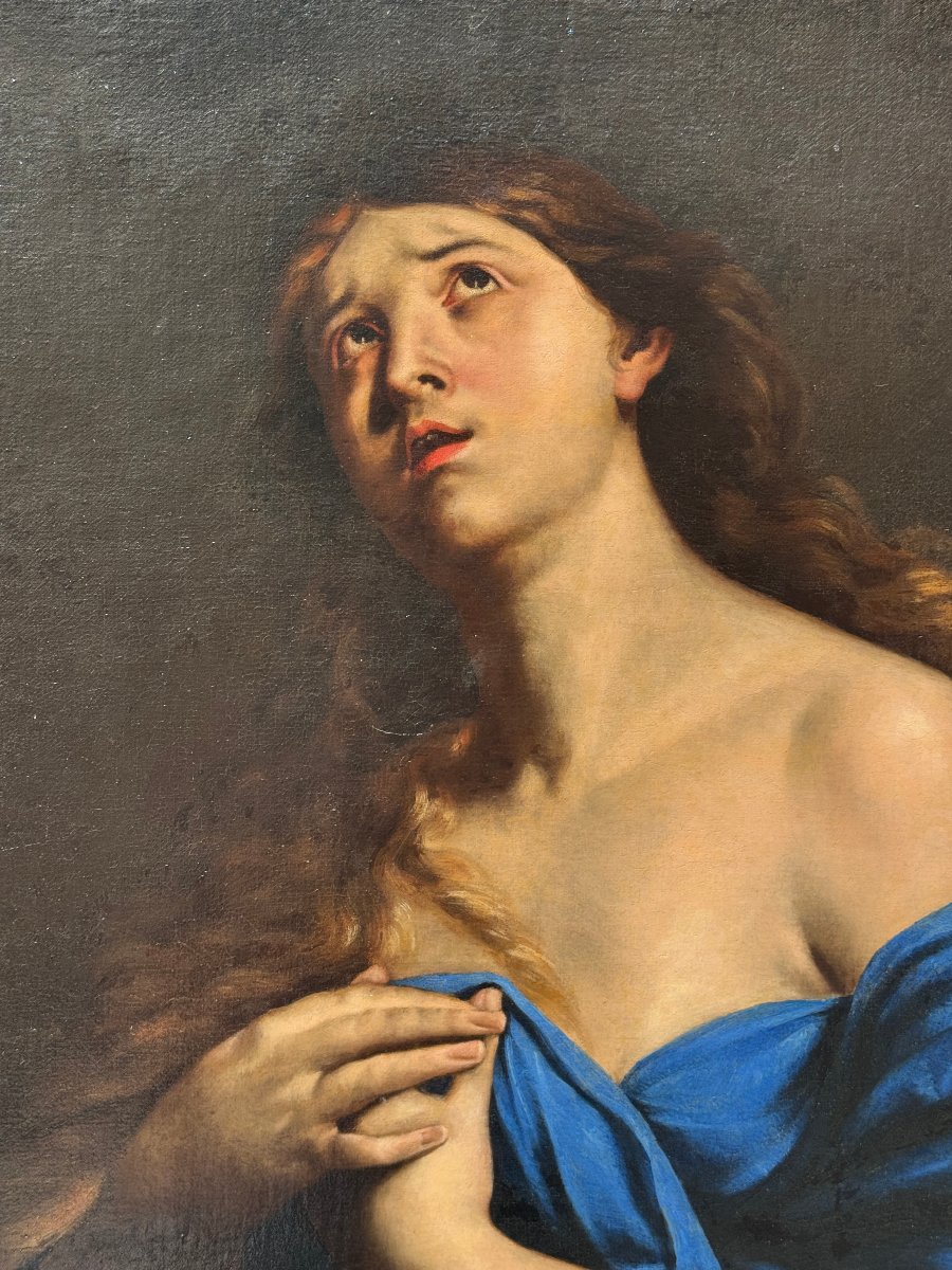 Andrea VACCARO (Naples, 1604-1670) - "Santa Maria Maddalena penitente" Huile sur toile - XVII°-photo-3