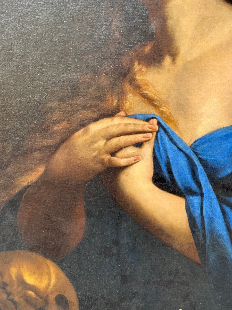 Andrea VACCARO (Naples, 1604-1670) - "Santa Maria Maddalena penitente" Huile sur toile - XVII°-photo-4