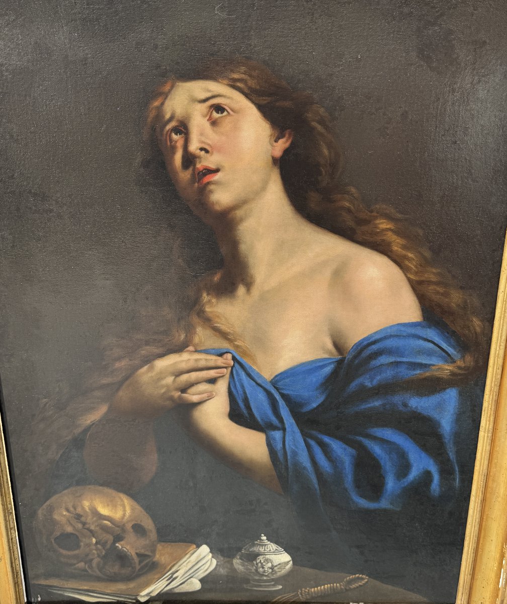 Andrea VACCARO (Naples, 1604-1670) - "Santa Maria Maddalena penitente" Huile sur toile - XVII°-photo-1