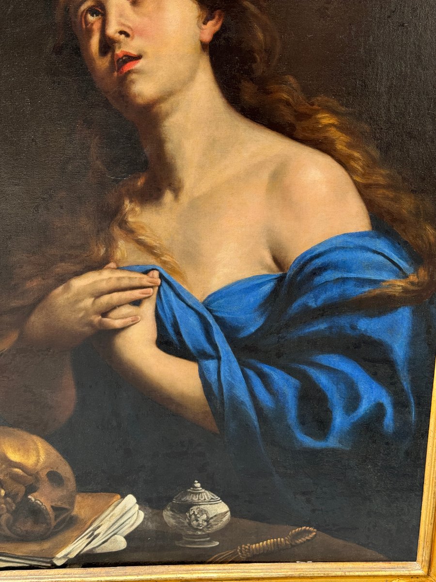 Andrea VACCARO (Naples, 1604-1670) - "Santa Maria Maddalena penitente" Huile sur toile - XVII°-photo-3