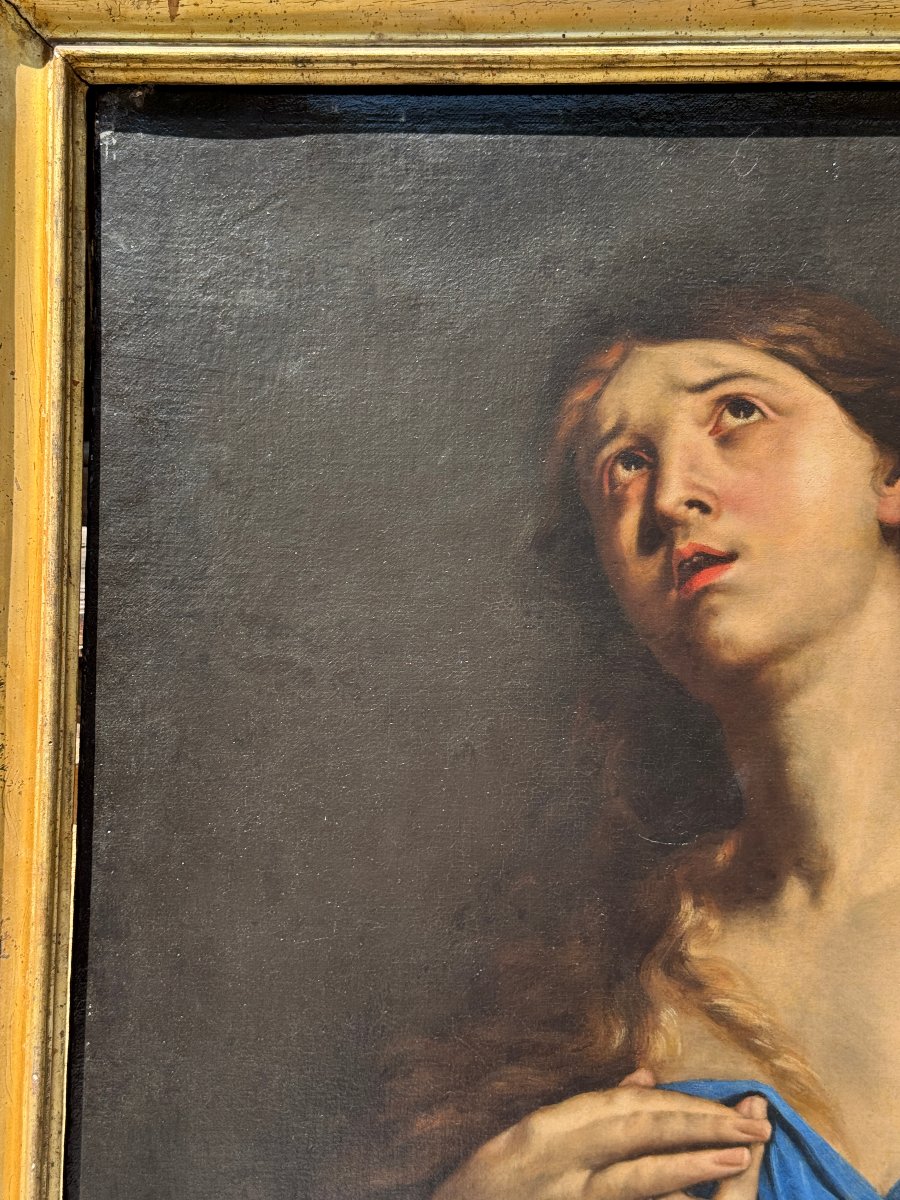 Andrea VACCARO (Naples, 1604-1670) - "Santa Maria Maddalena penitente" Huile sur toile - XVII°-photo-5