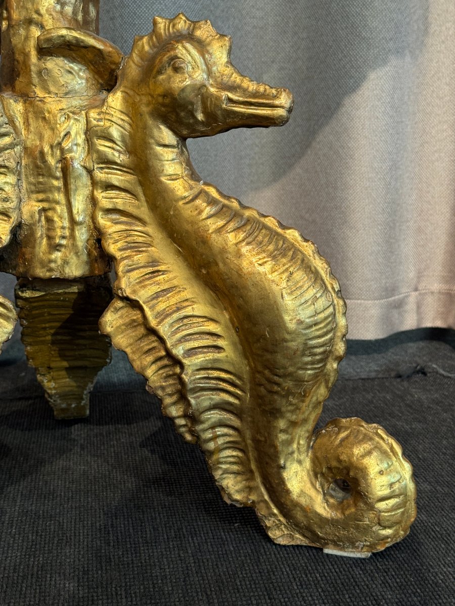 "cave-style" Pedestal Table In Gilded Wood, Italy, 19th Century -photo-4