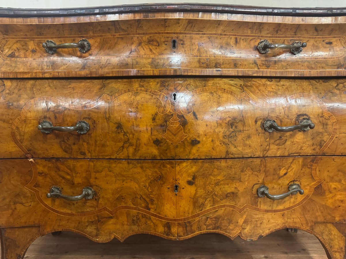 Paire de commodes Lombarde en placage de noyer, Italie XVIII°-photo-4