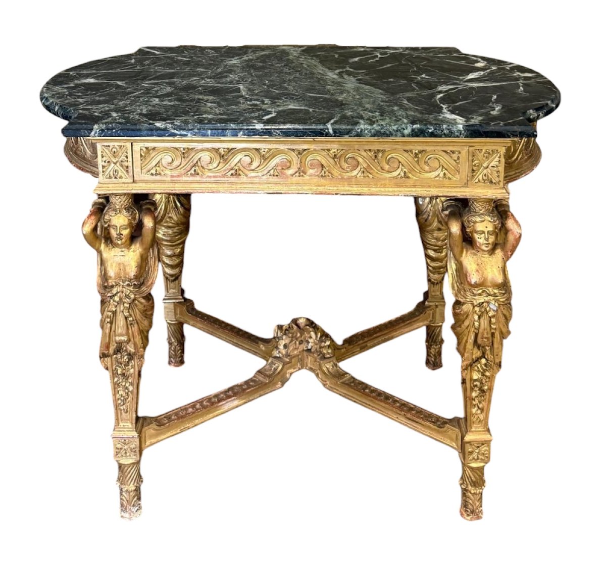 Salon " Aux cariatides " en bois sculpté et doré, vers 1840 - XIX° siècle-photo-6