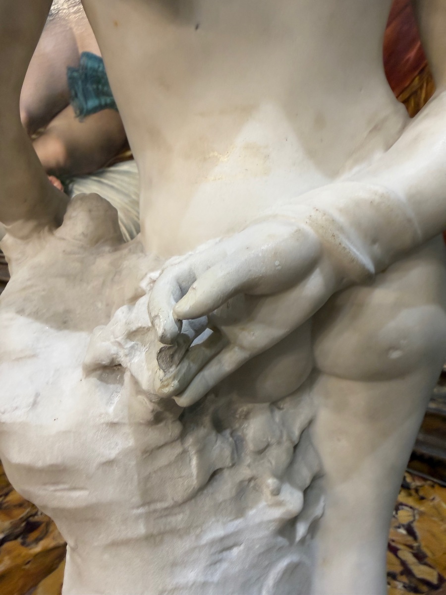 Denise DELAVIGNE “Amour entravé” en marbre blanc, XIXème siècle -photo-7